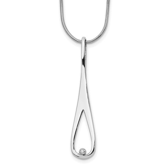 Silver Open Tear Diamond Necklace