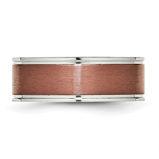 Stainless Steel Brushed & Polished Brown Band