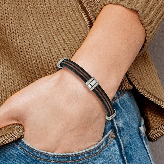 Leather & Stainless Steel Bracelet