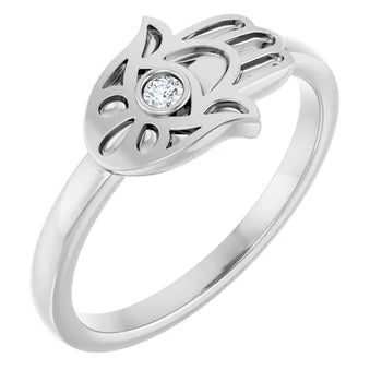 Sterling Silver Hamsa Diamond Ring