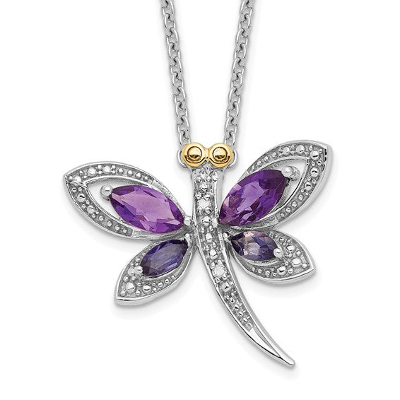 Sterling Silver Purple Dragonfly Pendant