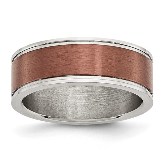 Stainless Steel Brushed & Polished Brown Band