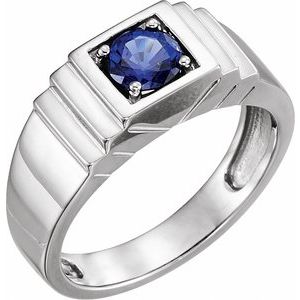Sterling Silver Lab-Grown Blue Sapphire Ring