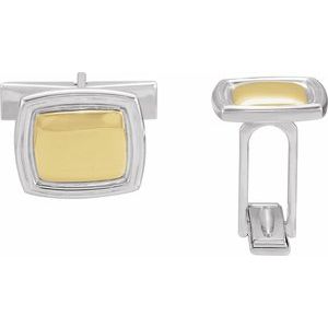 Sterling Silver & 14K Yellow 14x16 mm Square Cuff Links